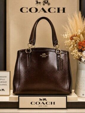 COACH MINETTA F56134 CHOCOLATE BROWN METALLIC SATCHEL HAND BAG‎ CROSSBODY PURSE